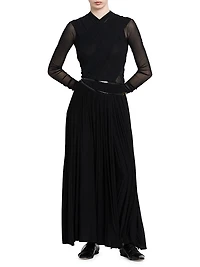 Pleated Jersey Midi-Skirt