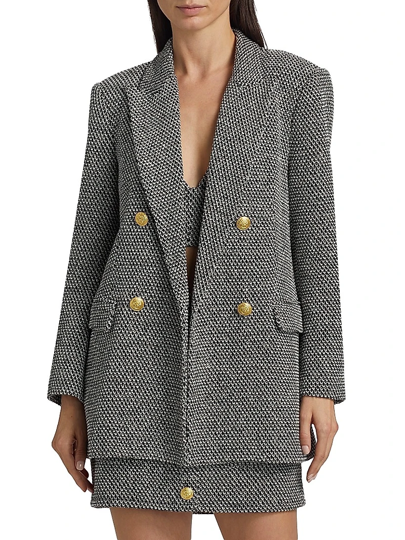 Riva Tweed Double-Breasted Blazer