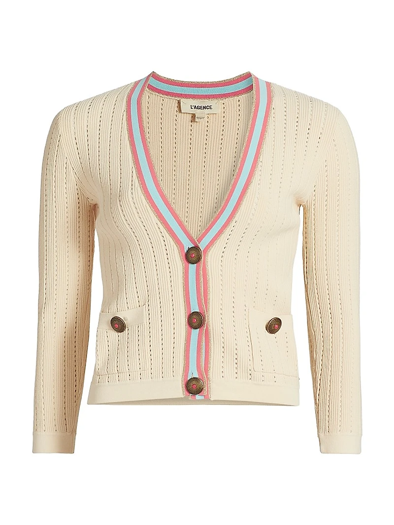 Irvin Pointelle Cropped Cardigan