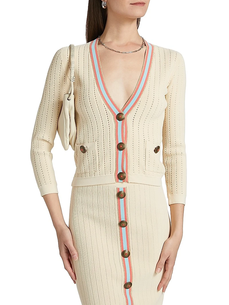 Irvin Pointelle Cropped Cardigan