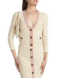 Irvin Pointelle Cropped Cardigan