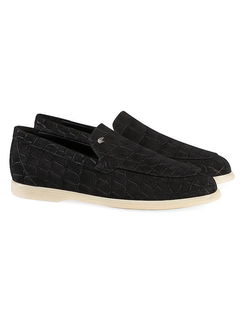 Nubuck Crocodile Leather Loafers