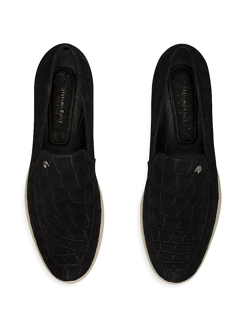 Nubuck Crocodile Leather Loafers