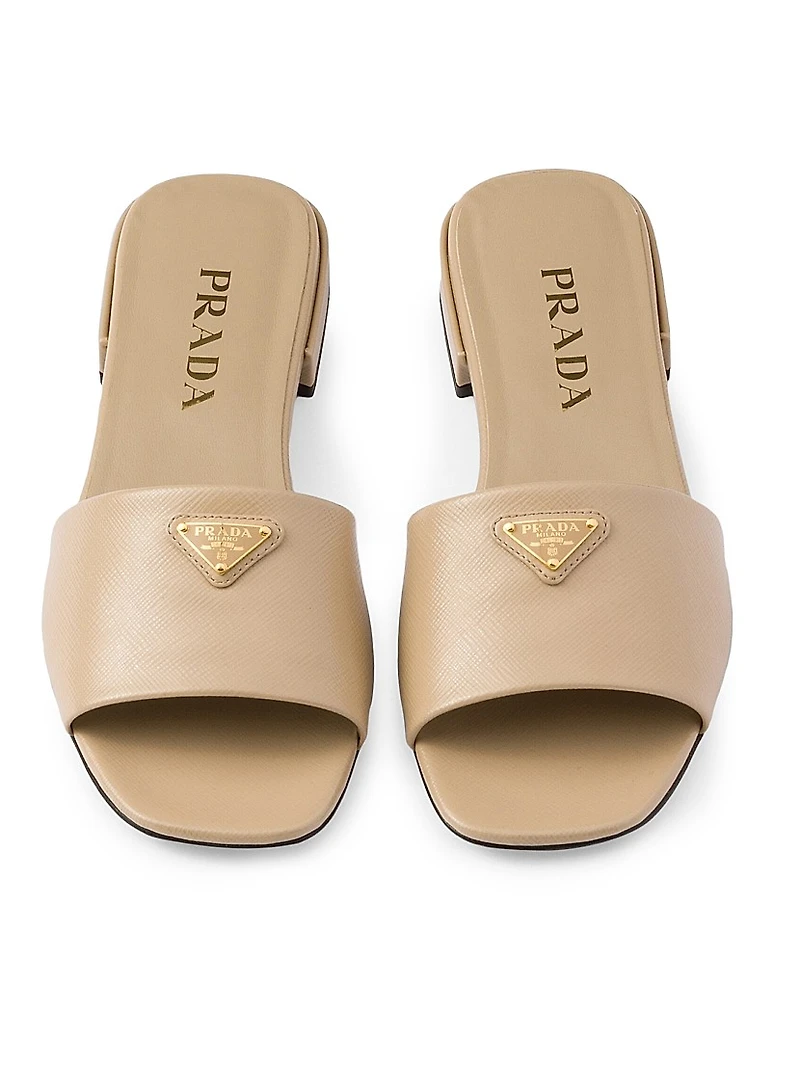 Saffiano Patent Leather Slides