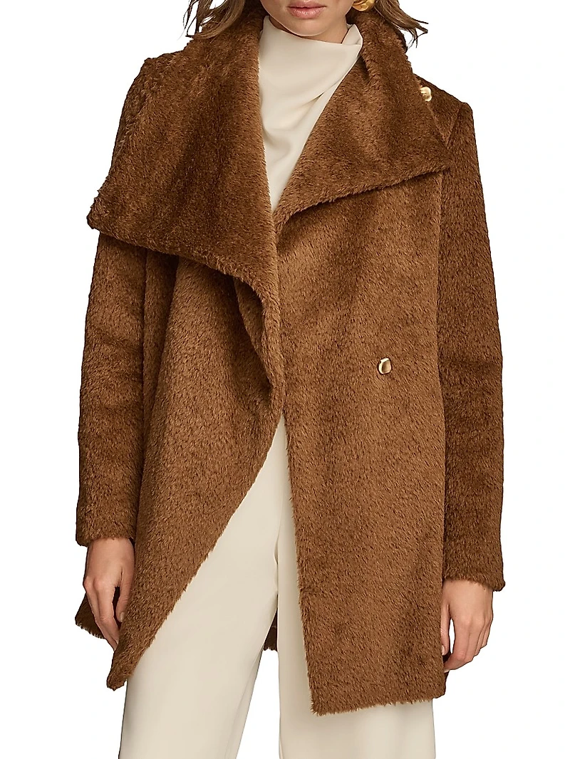 Wool-Blend Belted Wrap Coat