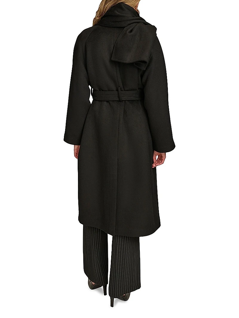 Wool-Blend Belted Scarf Coat
