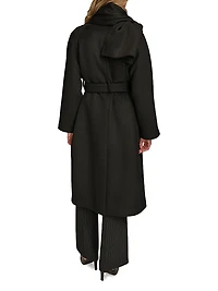 Wool-Blend Belted Scarf Coat