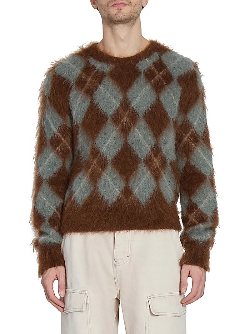 Argyle Mohair-Blend Sweater