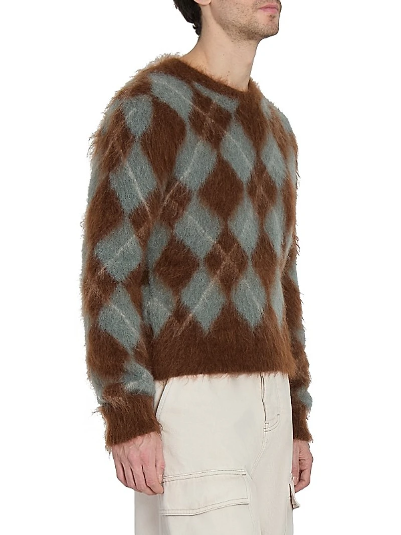Argyle Mohair-Blend Sweater