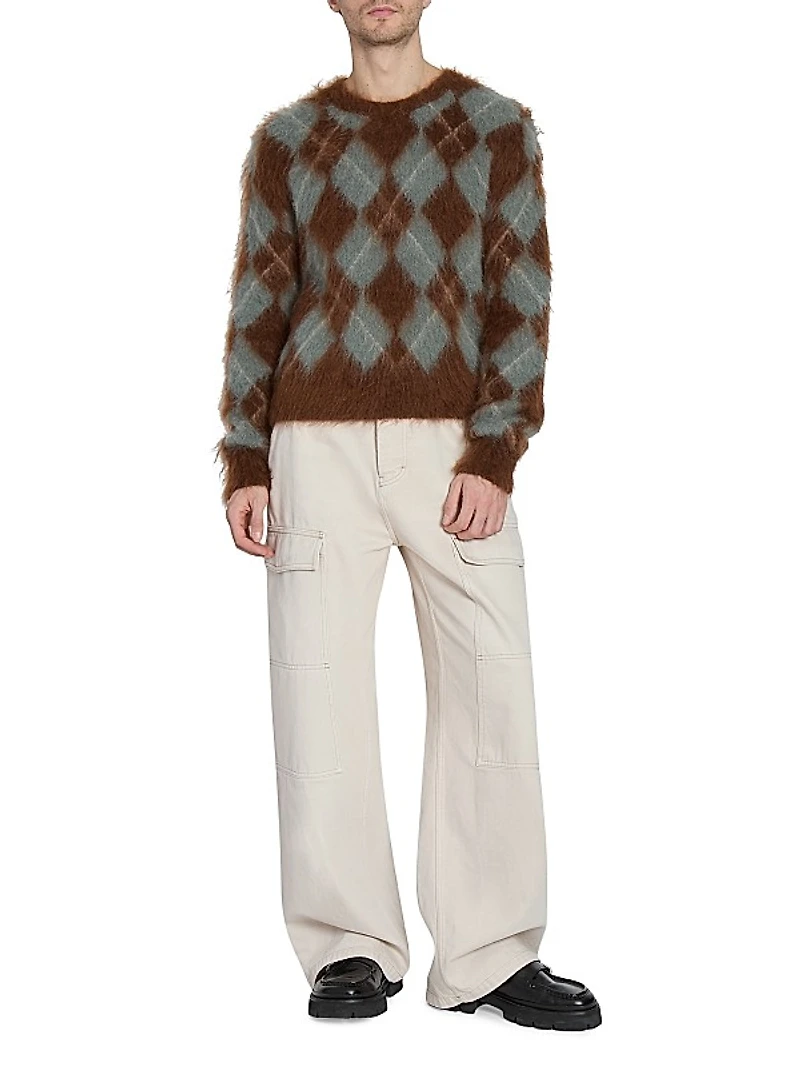 Argyle Mohair-Blend Sweater