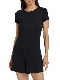 Rib-Knit T-Shirt & Shorts Set