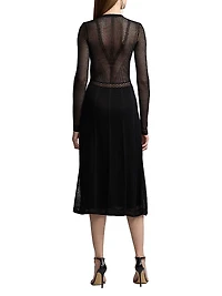 Geometric Engineered Silk Midi-Dress