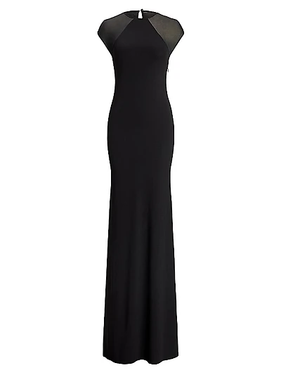 Mesh Cap Sleeve Slip Gown