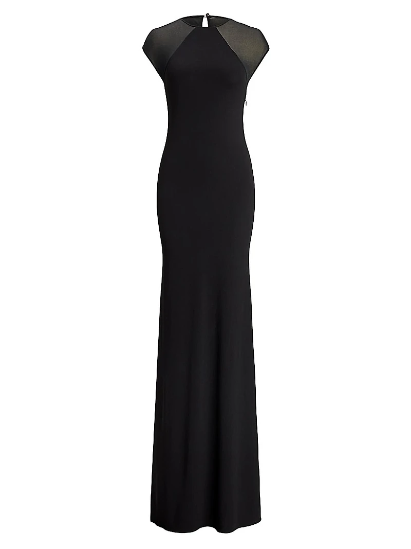 Mesh Cap Sleeve Slip Gown