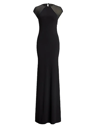 Mesh Cap Sleeve Slip Gown