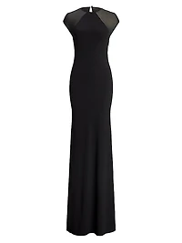 Mesh Cap Sleeve Slip Gown