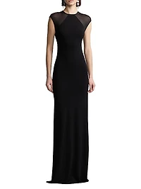 Mesh Cap Sleeve Slip Gown