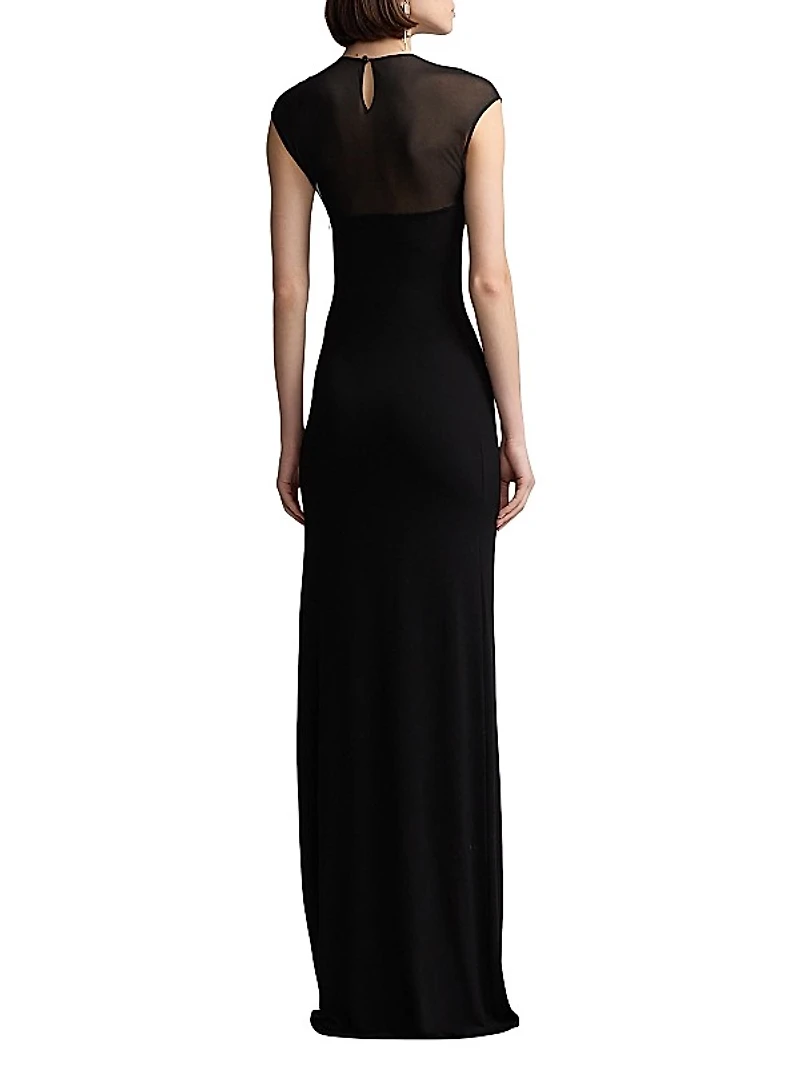 Mesh Cap Sleeve Slip Gown