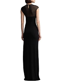 Mesh Cap Sleeve Slip Gown