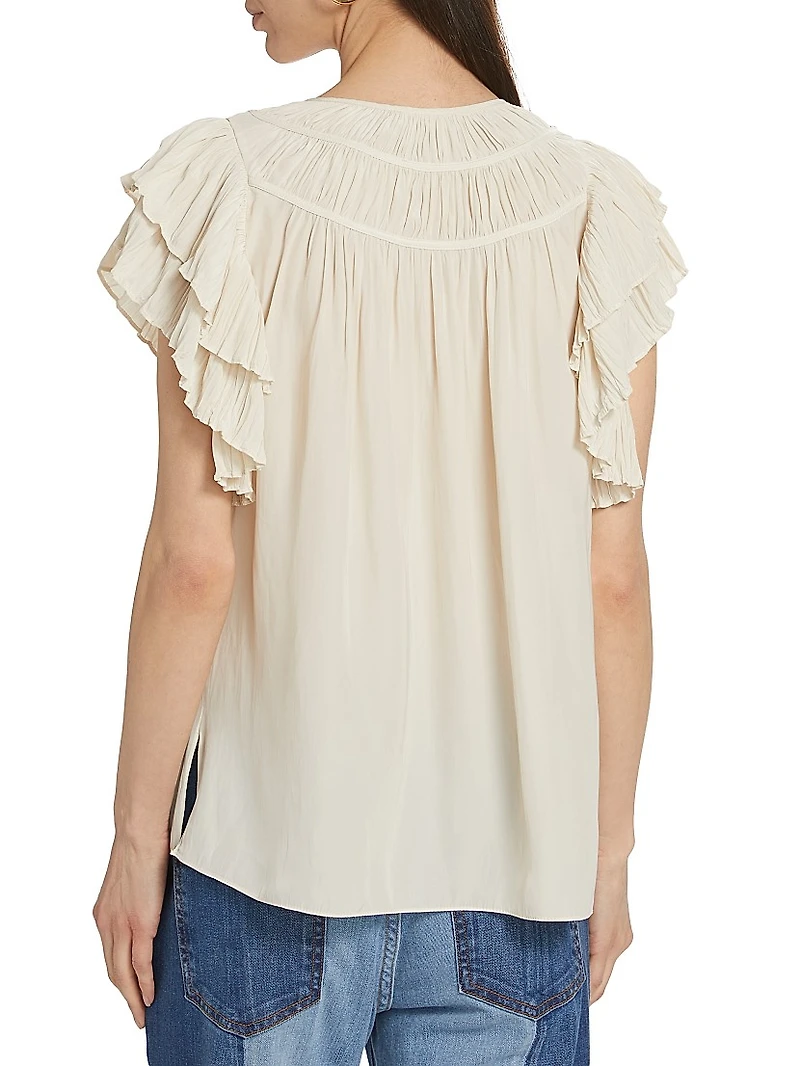 Sue Shirred Keyhole Blouse