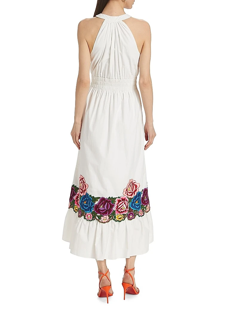 Cordelia Cotton Floral-Embroidered Midi-Dress