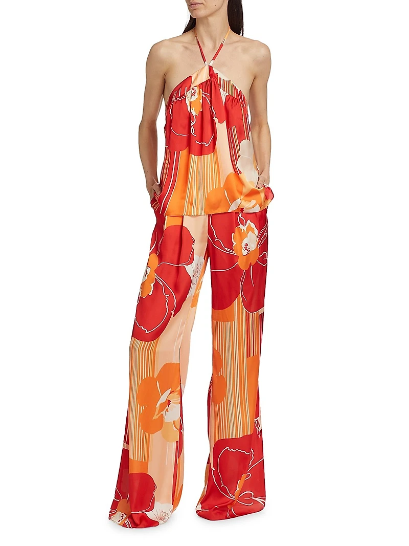 Eunice Floral Satin Halter Top