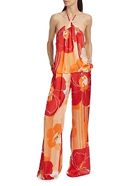 Eunice Floral Satin Halter Top