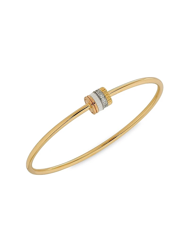 Quatre White Edition Tri-Tone 18K Gold, HyCeram & 0.11 TCW Diamond Bangle