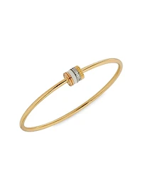 Quatre White Edition Tri-Tone 18K Gold, HyCeram & 0.11 TCW Diamond Bangle
