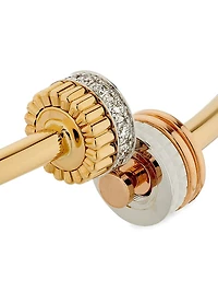 Quatre White Edition Tri-Tone 18K Gold, HyCeram & 0.11 TCW Diamond Bangle