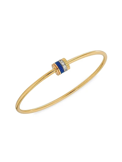 Quatre Blue Edition Tri-Tone 18K Gold, HyCeram & 0.11 TCW Diamond Bangle