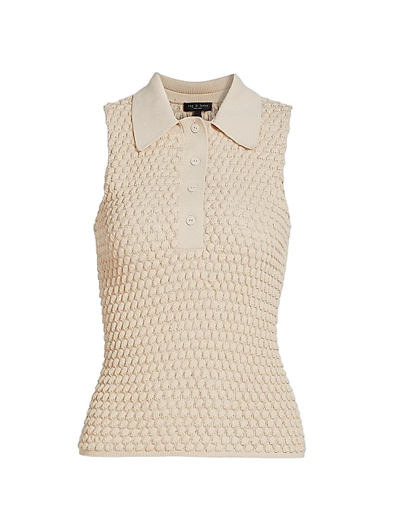 Georgia Sleeveless Knit Polo Top