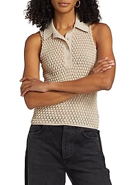 Georgia Sleeveless Knit Polo Top