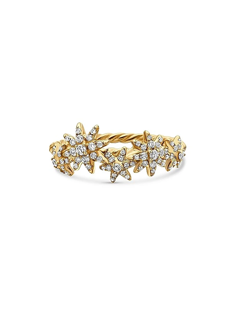 Starburst Cluster Band Ring in 18K Yellow Gold