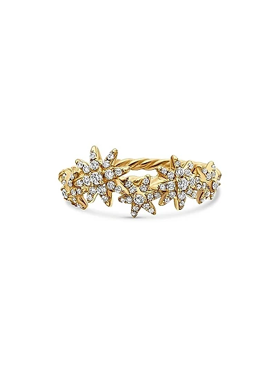Starburst Cluster Band Ring in 18K Yellow Gold