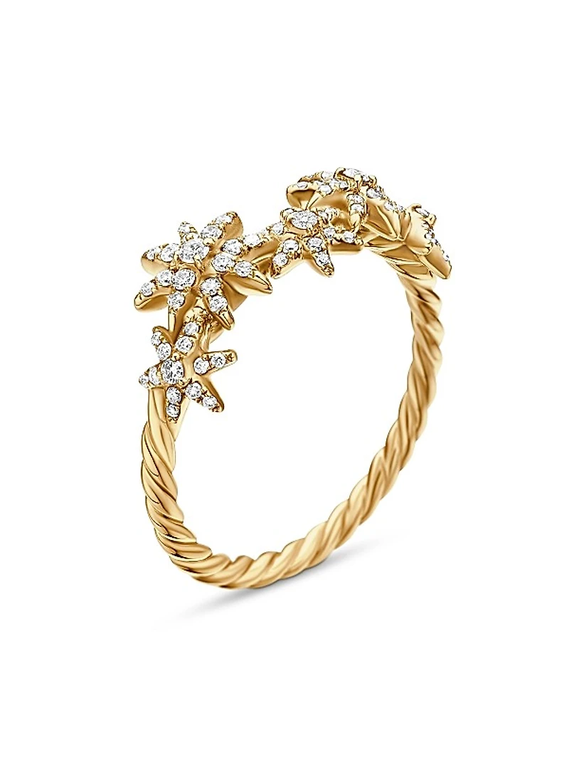 Starburst Cluster Band Ring in 18K Yellow Gold