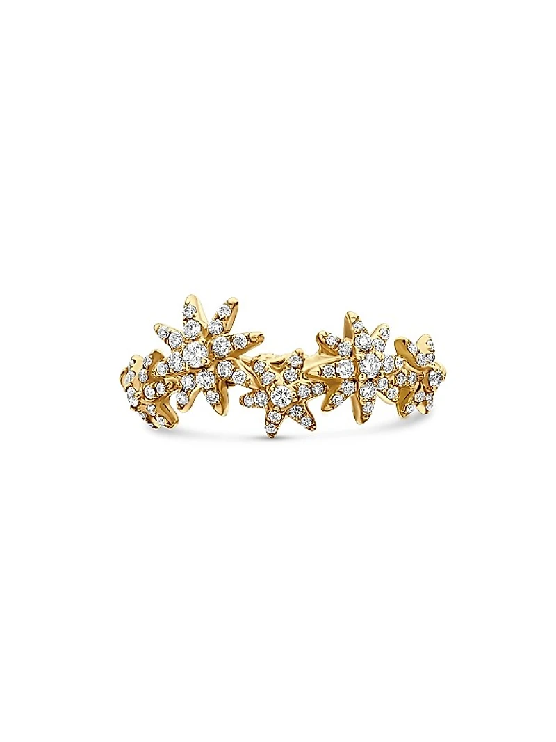 Starburst Cluster Band Ring in 18K Yellow Gold