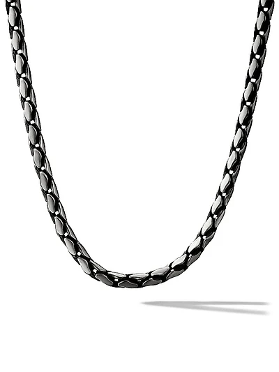 Fluted Chain Necklace in Sterling Silver, 5MM