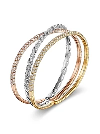 Sculpted Cable Flex Three Row Bracelet 18K Gold