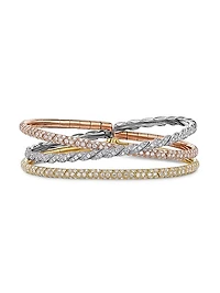 Sculpted Cable Flex Three Row Bracelet in 18K Gold