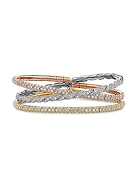 Sculpted Cable Flex Three Row Bracelet 18K Gold