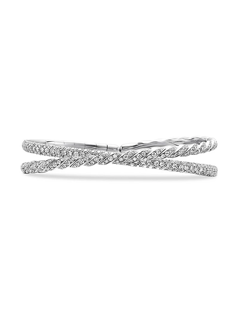 Sculpted Cable Flex Two Row Bracelet in 18K White Gold