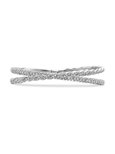 Sculpted Cable Flex Two Row Bracelet 18K White Gold