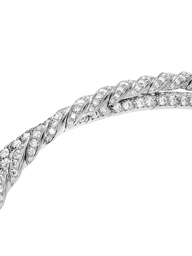 Sculpted Cable Flex Two Row Bracelet 18K White Gold