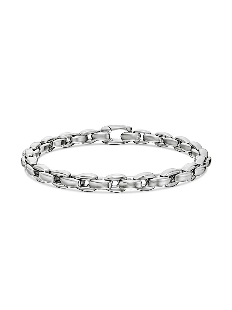 Elongated Box Chain Bracelet in Sterling Silver, 6MM