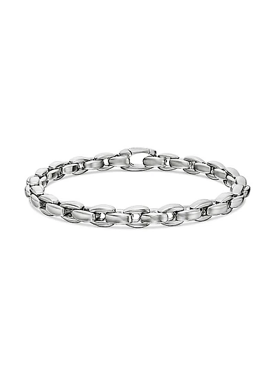 Elongated Box Chain Bracelet in Sterling Silver, 6MM