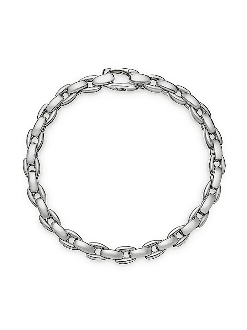 Elongated Box Chain Bracelet in Sterling Silver, 6MM