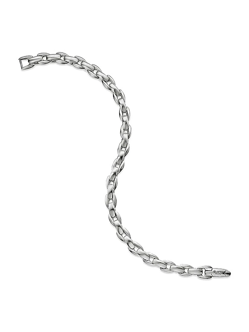 Elongated Box Chain Bracelet in Sterling Silver, 6MM
