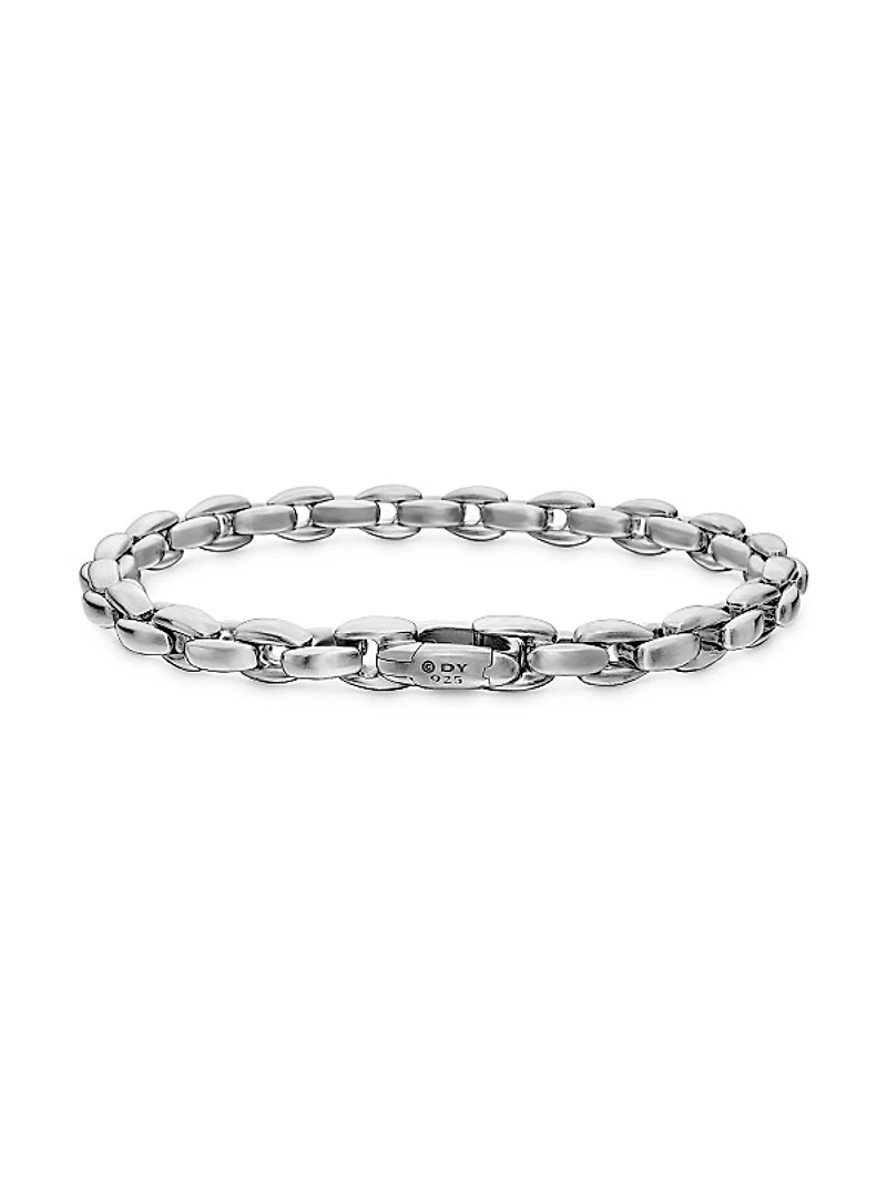 Elongated Box Chain Bracelet in Sterling Silver, 6MM