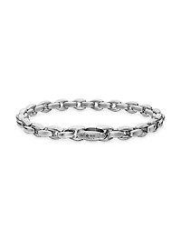 Elongated Box Chain Bracelet in Sterling Silver, 6MM